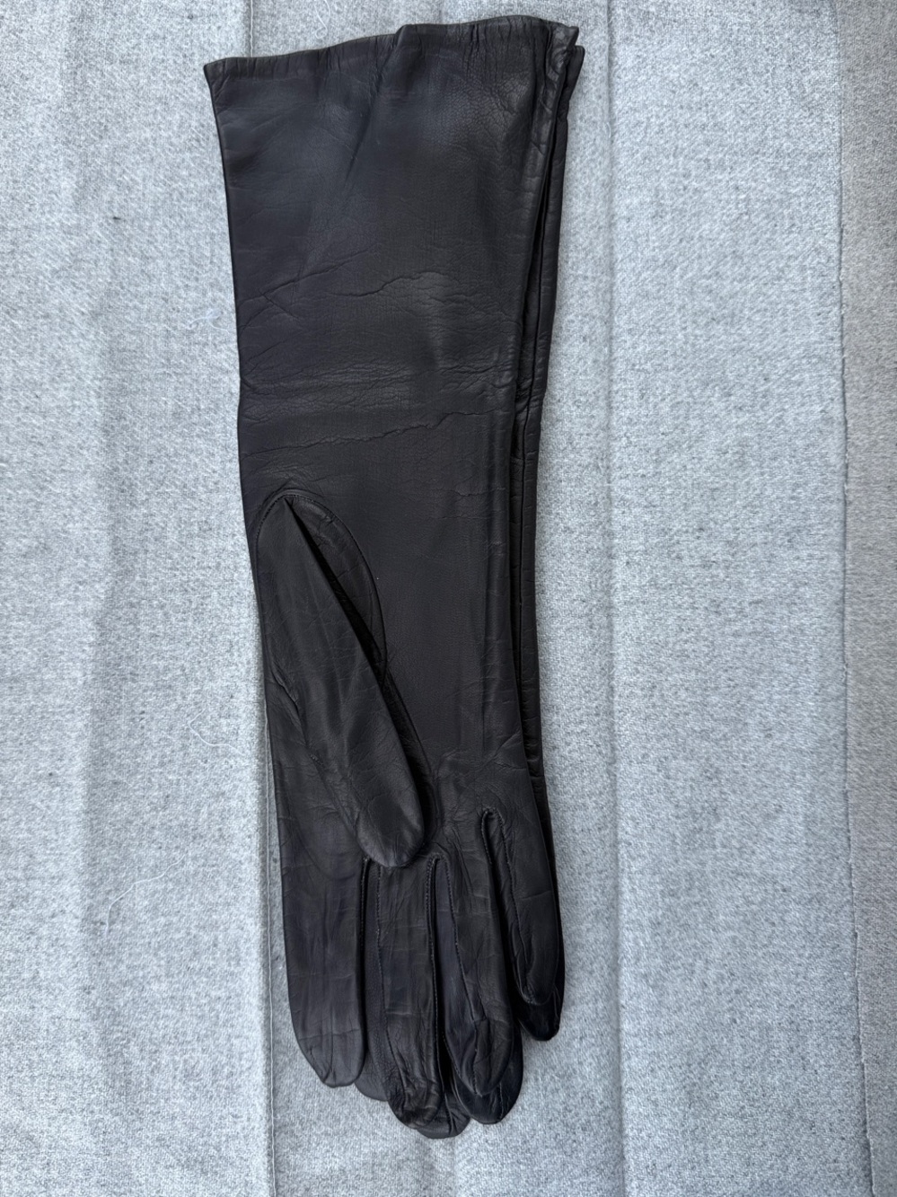 Black Long Leather Driving Gloves for Women